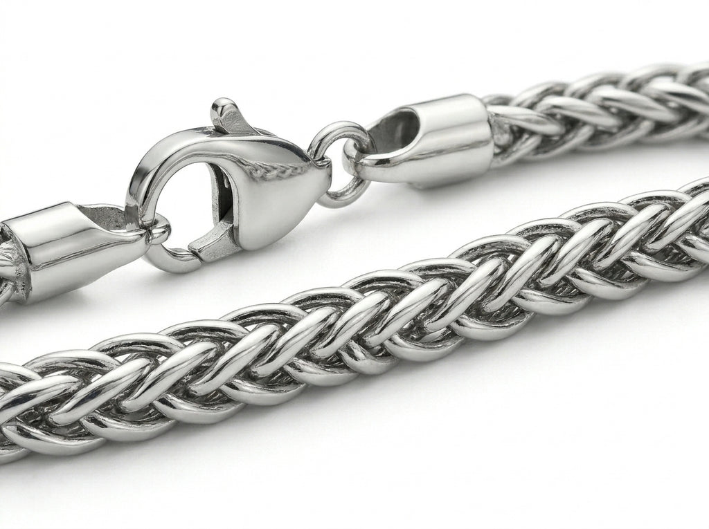 Silver Stainless Steel 3MM Foxtail Bracelet for Men (With Box)