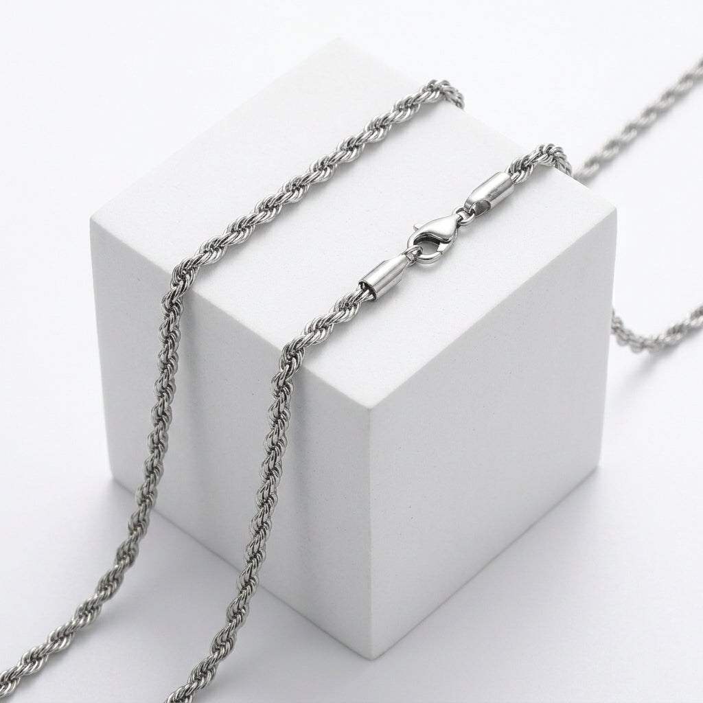 Silver Stainless Steel 2.5mm Rope Chain