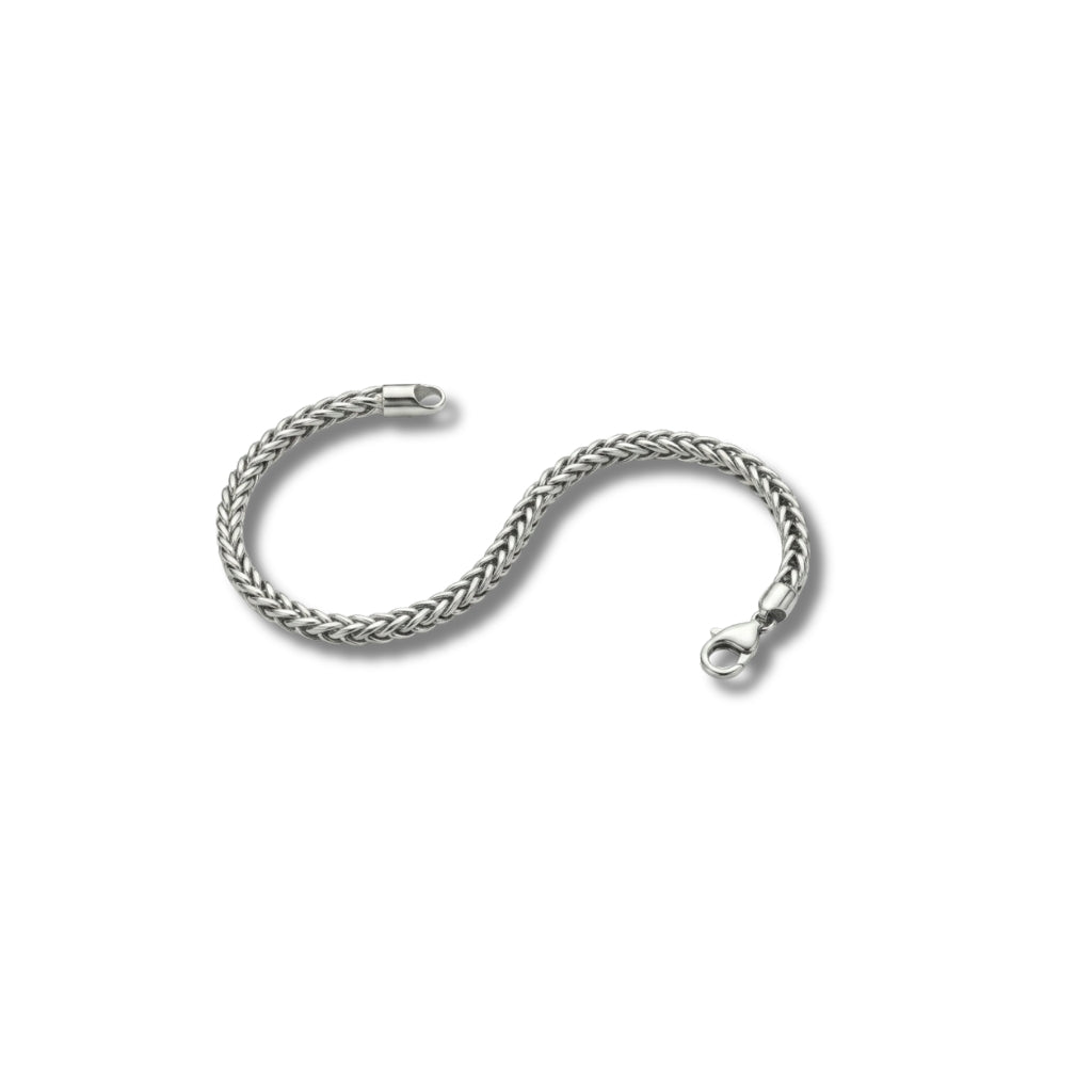 Silver Stainless Steel 3MM Foxtail Bracelet for Men (With Box)