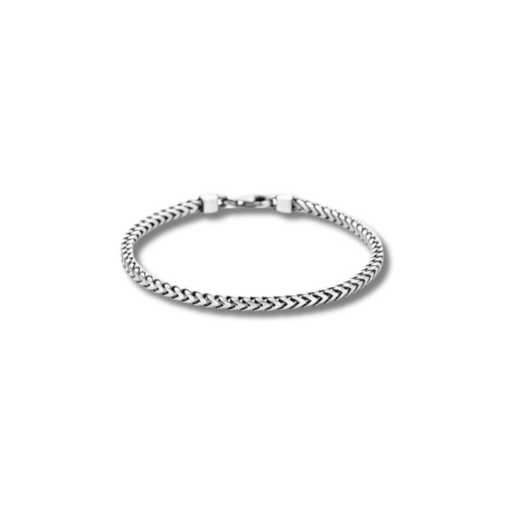 Silver Stainless Steel 3MM Foxtail Bracelet for Men (With Box)