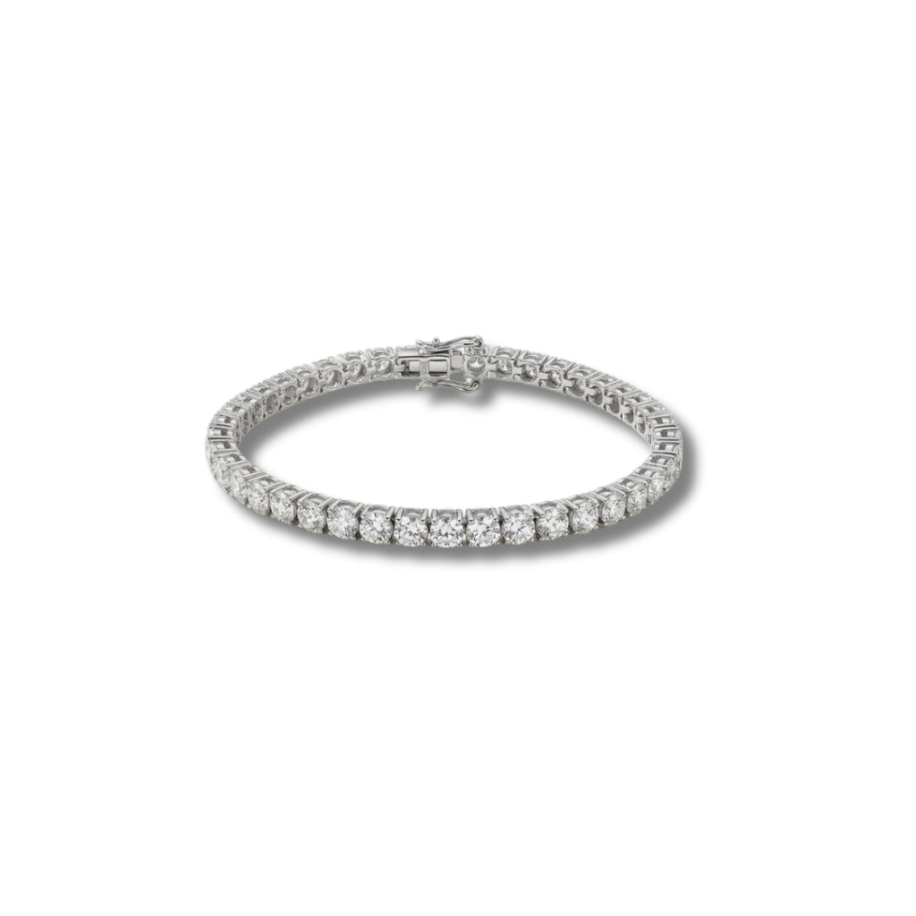 Silver Tennis Bracelet with Classy Lock & Edgy-Cut Crystals
