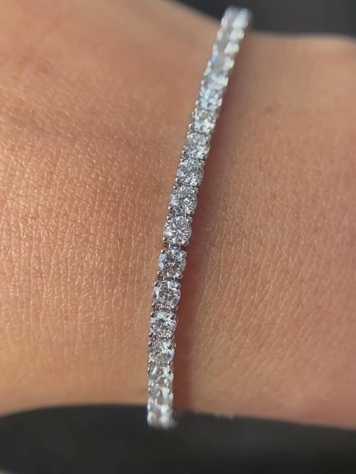 Silver Tennis Bracelet with Classy Lock & Edgy-Cut Crystals