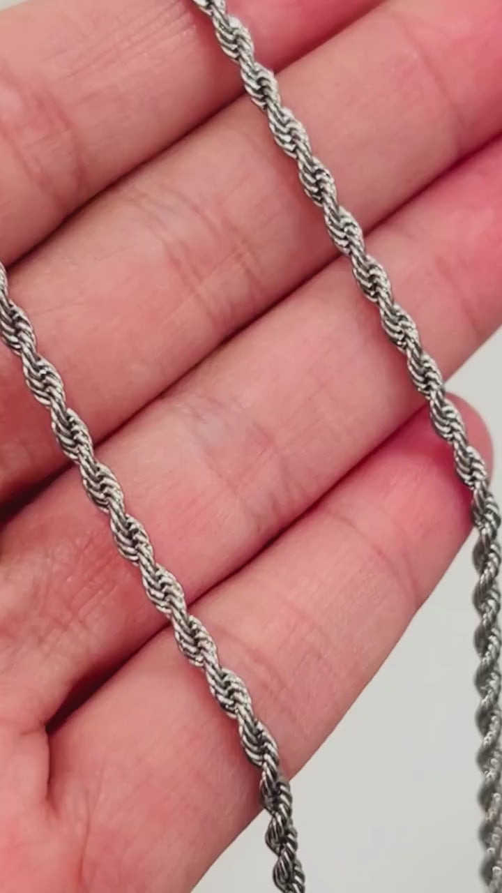 Silver Stainless Steel 2.5mm Rope Chain